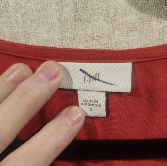 J Jill Red LENZING™ Ecovero™ Viscose Midi Dress Size Small Ruffle Waist Flutter - Picture 3 of 8